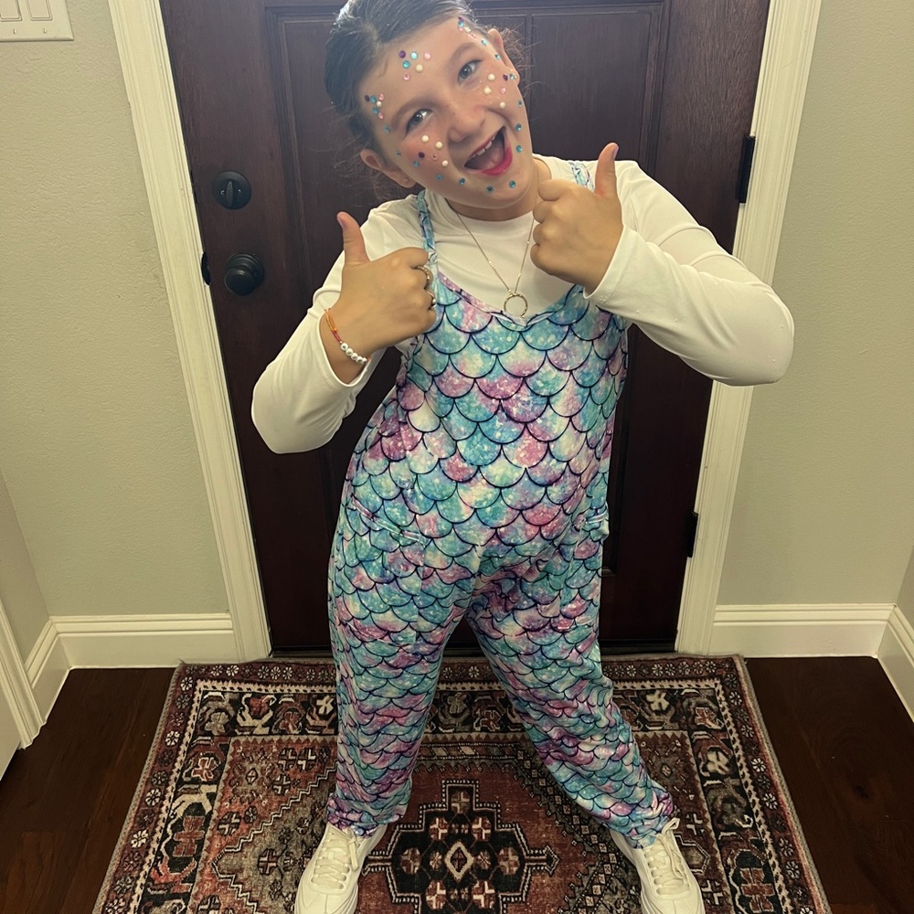 Girls Mermaid Romper - Blue, Purple, White - Comfy, Dress up, Costume, Outfit - Picture 6 of 6